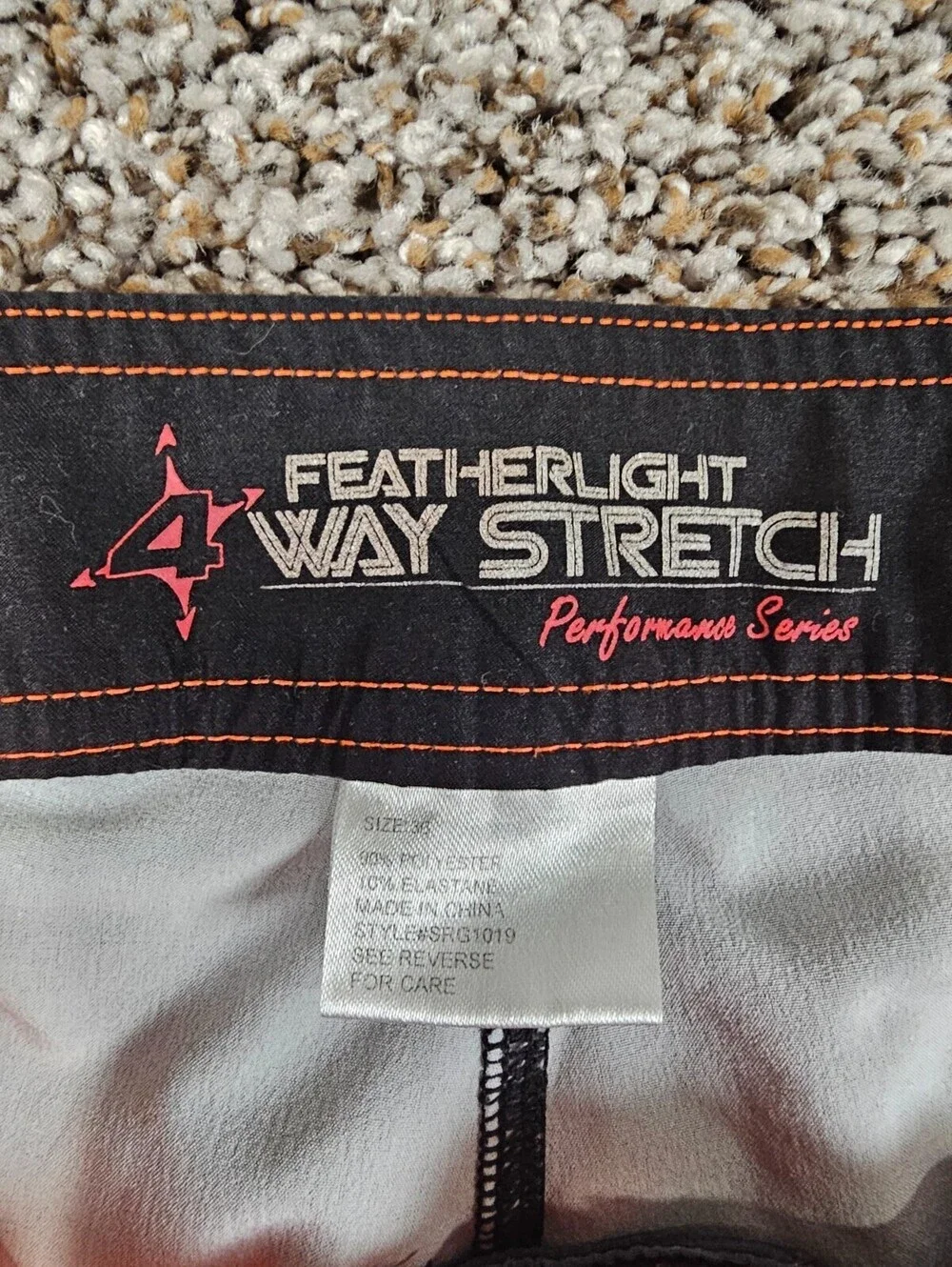 Mens Sz 36 4 Way Stretch Featherlight Board Shorts US Navy Camo Print Orange